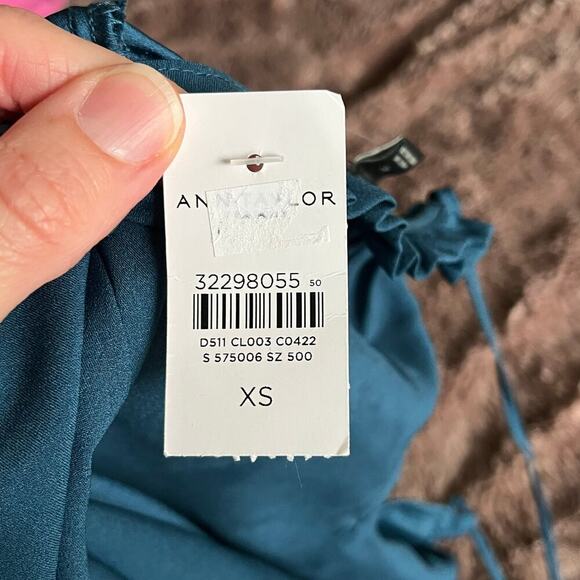 Ann Taylor Factory Women's Blue Tie Back Blouse Size XS. NEW - Picture 7 of 9